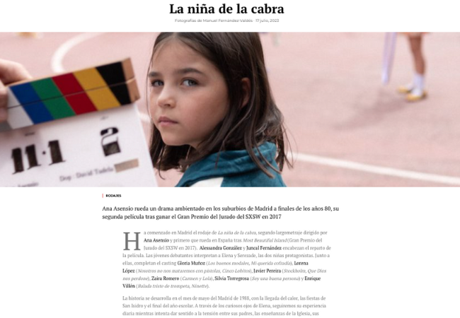 Silvia Torregrosa en la nueva película de Ana Asensio La Niña de la Cabra